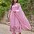 Pink chanderi silk sequin v-neck kurta set with embroidered chanderi dupatta