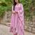 Pink chanderi silk sequin v-neck kurta set with embroidered chanderi dupatta