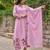 Pink chanderi silk sequin v-neck kurta set with embroidered chanderi dupatta
