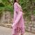 Pink chanderi silk sequin v-neck kurta set with embroidered chanderi dupatta
