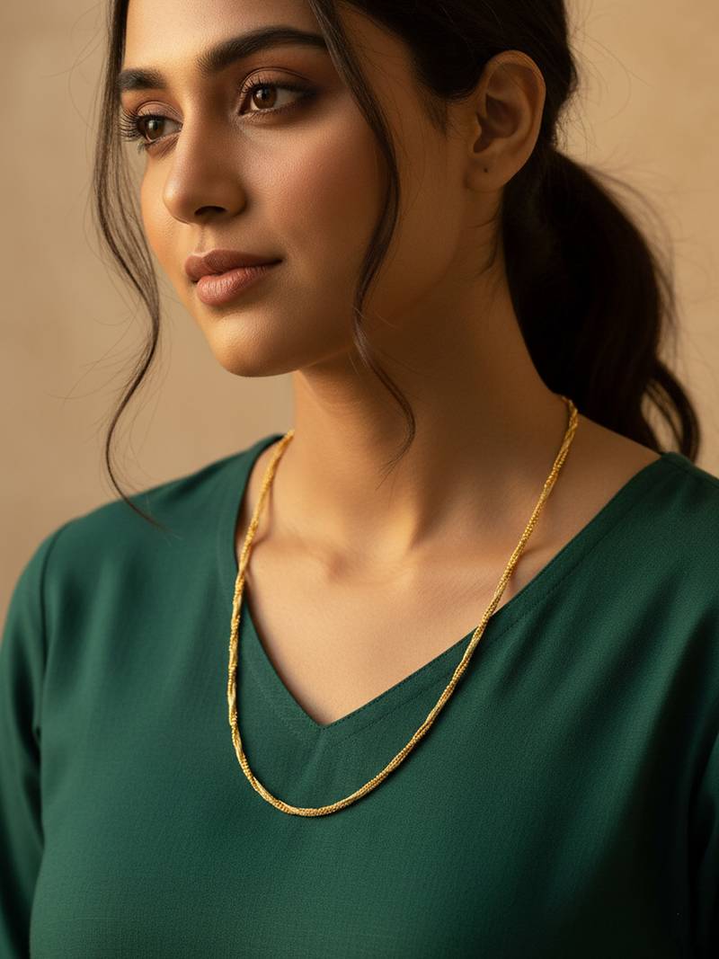  women gold plated handcrafted minimal chain