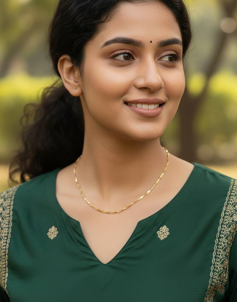  women gold plated handcrafted minimal chain