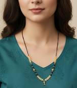  women gold plated black beaded short design mangalsutra