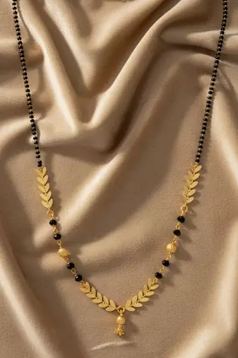  women gold plated black beaded short design mangalsutra