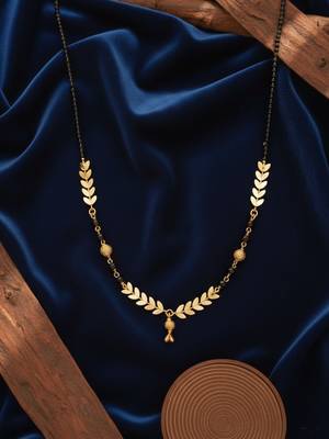 women gold plated black beaded short design mangalsutra 4
