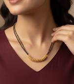  women gold plated black beaded mangalsutra