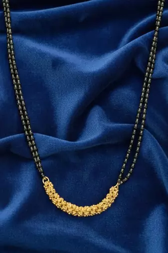  women gold plated black beaded mangalsutra