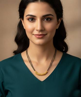  women gold plated black beaded mangalsutra 3