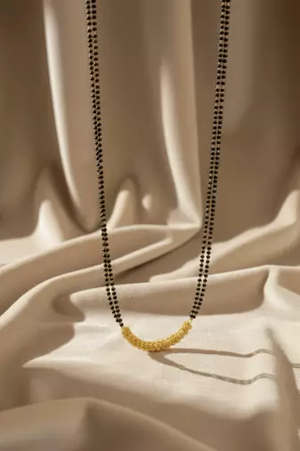  women gold plated black beaded mangalsutra
