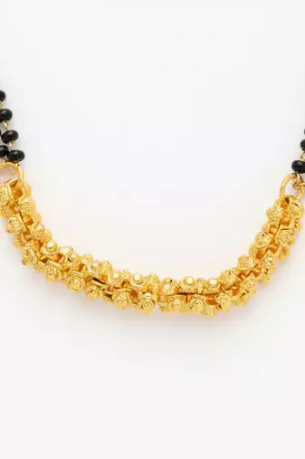  women gold plated black beaded mangalsutra