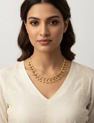  women gold plated multicolour minimal chain 3