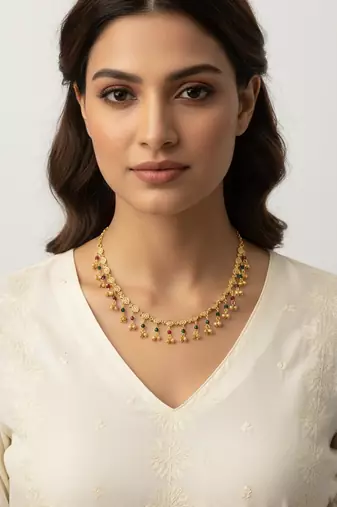  women gold plated multicolour minimal chain