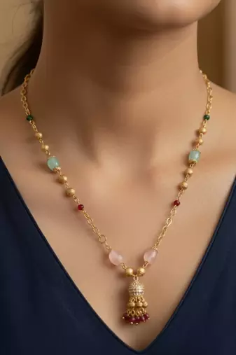  women gold plated multicolour chain