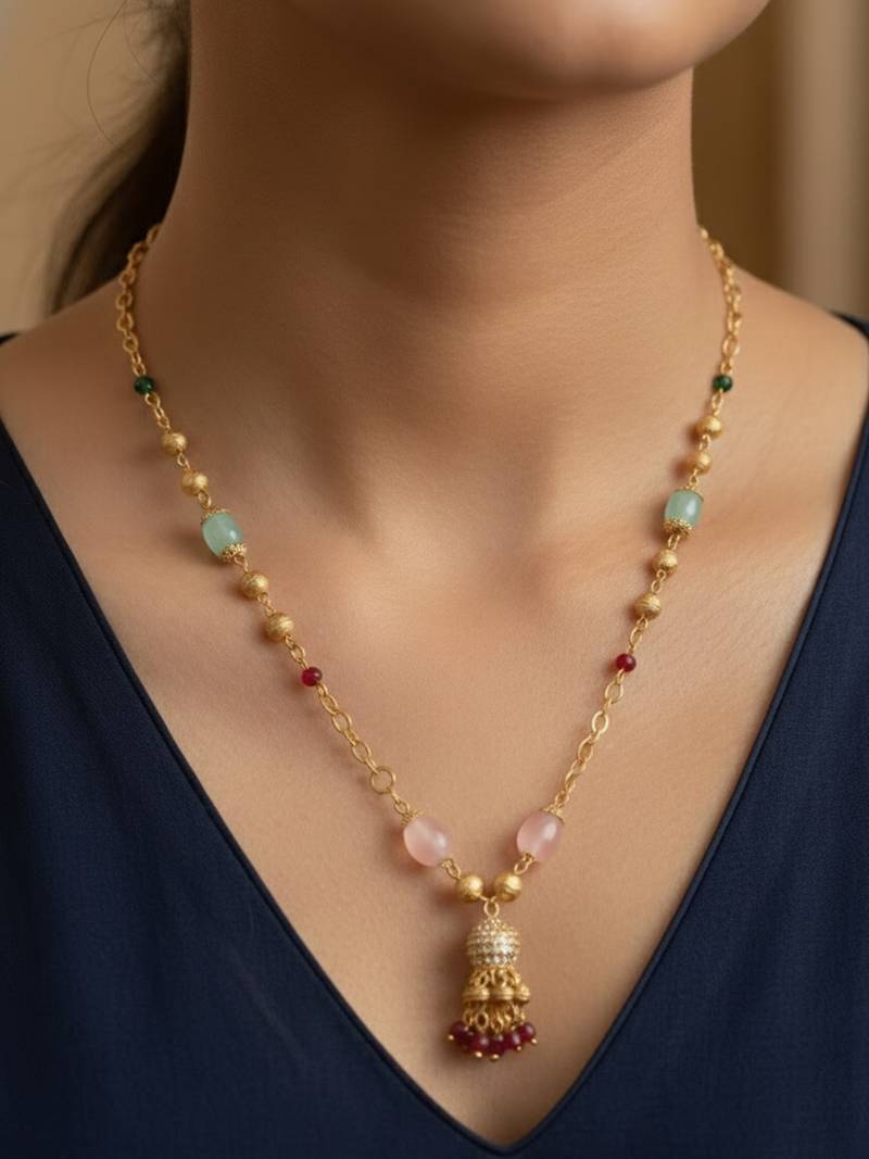  women gold plated multicolour chain