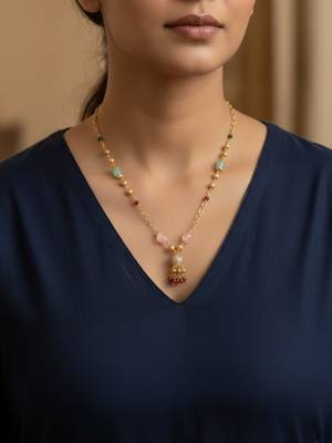  women gold plated multicolour chain 2