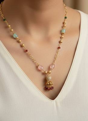  women gold plated multicolour chain 3