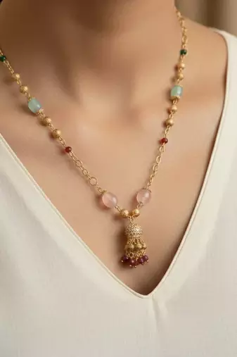  women gold plated multicolour chain