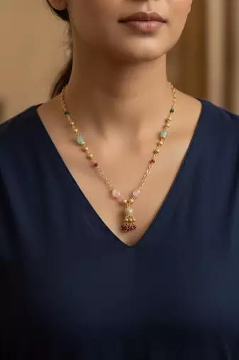  women gold plated multicolour chain