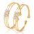  women set of 2 gold plated cz stone adjustable bangle