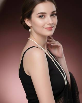 women gold plated white pearl necklace with earrings 2