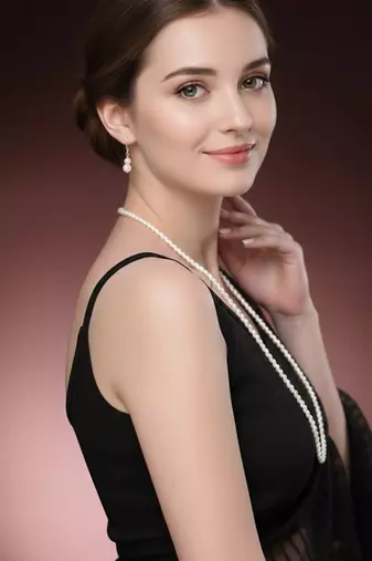  women gold plated white pearl necklace with earrings
