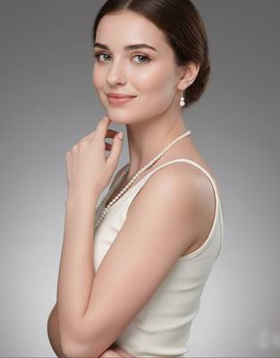 women gold plated white pearl necklace with earrings 3