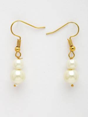  women gold plated white pearl necklace with earrings 5