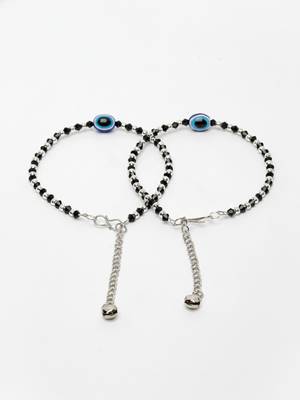  women evil eye silver plated artificial beads anklet 4