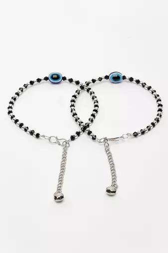  women evil eye silver plated artificial beads anklet