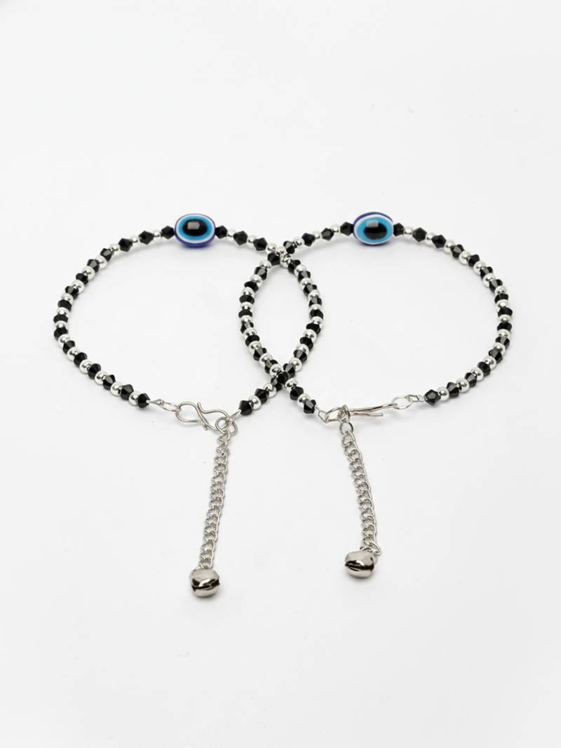  women evil eye silver plated artificial beads anklet
