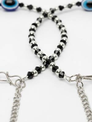  women evil eye silver plated artificial beads anklet 5