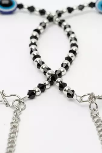 women evil eye silver plated artificial beads anklet