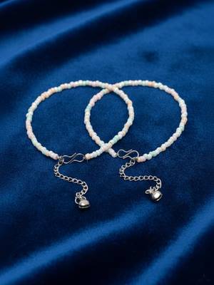  women multicolour artificial beads anklet 4