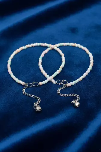  women multicolour artificial beads anklet