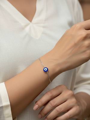  women evil eye silver plated link bracelet 1