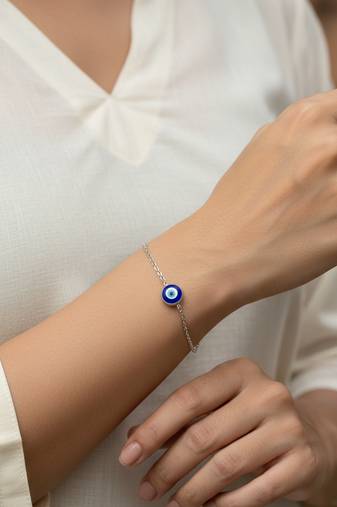 women evil eye silver plated link bracelet
