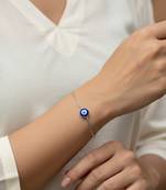  women evil eye silver plated link bracelet