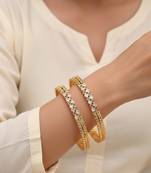  women set of 2 gold plated cz stone bangle
