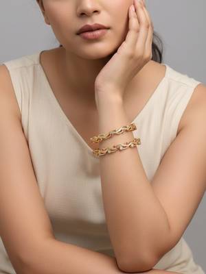  women set of 2 gold plated cz stone bangle 2