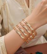  women set of 4 gold plated cz stone bangle