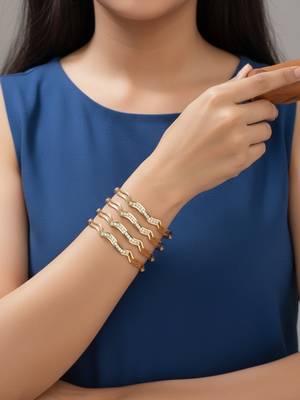  women set of 4 gold plated cz stone bangle 3