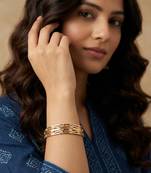  women set of 2 gold plated cz stone bangle