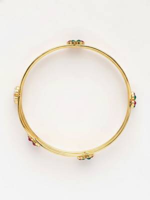  women set of 2 gold plated artificial stone bangle 5
