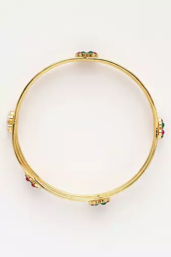  women set of 2 gold plated artificial stone bangle