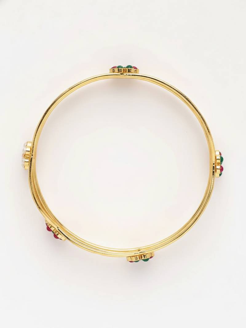  women set of 2 gold plated artificial stone bangle