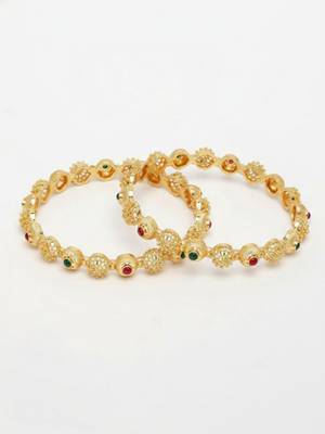  women set of 2 gold plated artificial stone bangle 3