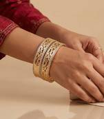  women set of 2 gold plated cz stone kada bangle