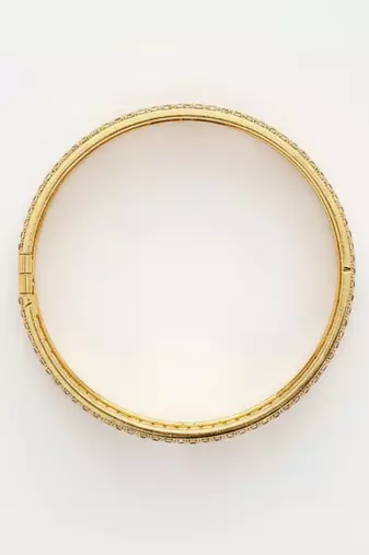  women set of 2 gold plated cz stone kada bangle