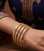  women set of 4 gold plated artificial stone bangle