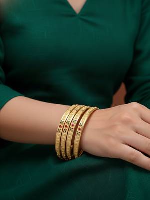  women set of 4 gold plated artificial stone bangle 2